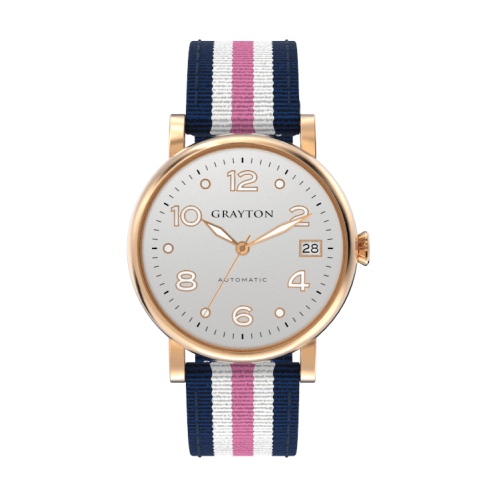 Women's Automatic Watch Silver Dial, Blue White & Pink