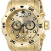 Invicta Pro Diver Quartz Watch - Gold case with Gold tone Stainless Steel band - Model 0074
