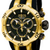 Invicta Venom Quartz Watch - Gold case with Gold, Black tone Stainless Steel, Polyurethane band - Model 10833