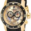 Invicta Pro Diver SCUBA Swiss Movement Quartz Watch - Gold case with Gold, Black tone Stainless Steel, Polyurethane band - Model 17566