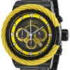 Invicta Bolt Mens Quartz 50 mm Black, Yellow Case Grey, Yellow Dial - Model 27809