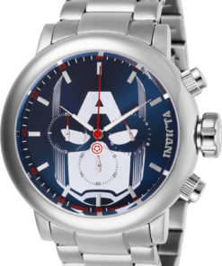 Invicta Marvel Limited Edition Captain America Mens Quartz 48 mm Stainless Steel Case Blue, White, Red Dial - Model 28424