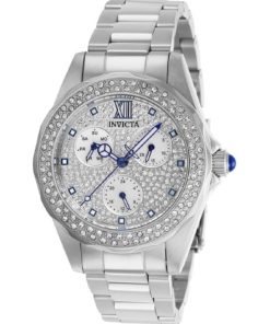 Invicta Angel Womens Quartz 38mm Stainless Steel Case Pave, White Dial - Model 28432
