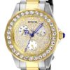 Invicta Angel Womens Quartz 38 mm Stainless Steel, Gold Case Pave, White Dial - Model 28458